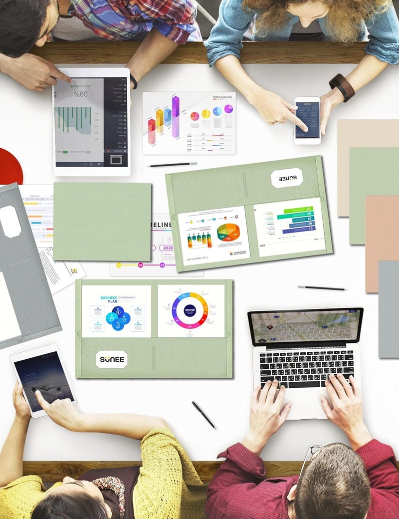 SUNEE Folders with Pockets (25 Pack, Grayish Green), 2 Pocket Folders Fit Letter Size, Paper File Folder for School Office Home Business, Textured Paper - Image 5